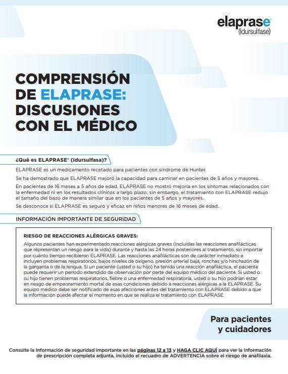 Guía de debate para pacientes de ELAPRASE